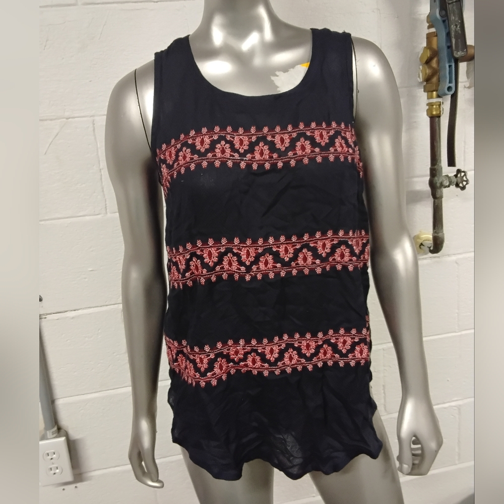 Lucky Brand Black and Pink Sleeveless Tank Top